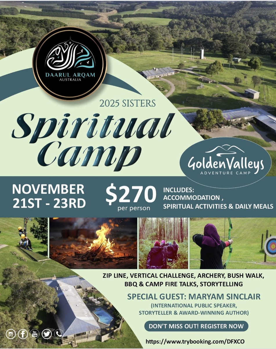 Daar al Arqam sisters spiritual camp poster featuring Maryam Sinclair